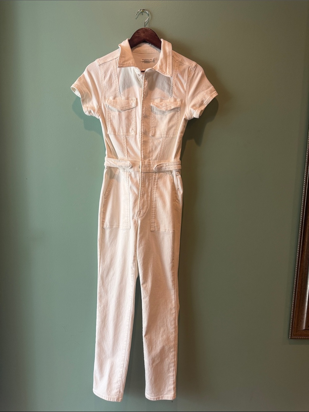 Good American White Short-Sleeve Utility Jumpsuit